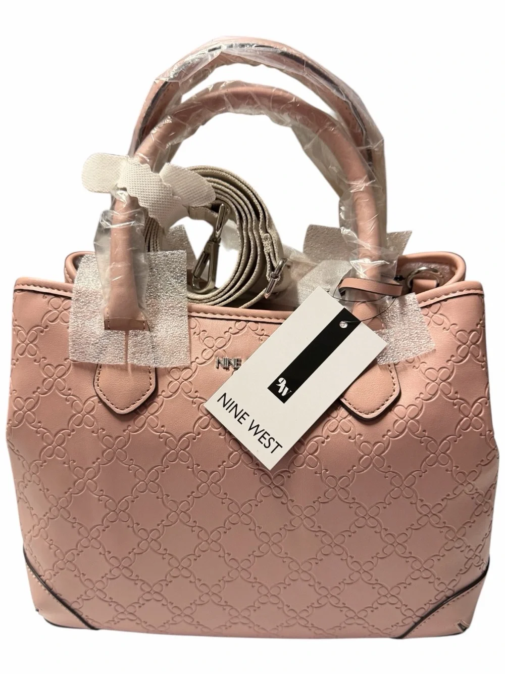 Nine West Pink Embossed Top-Handle Satchel